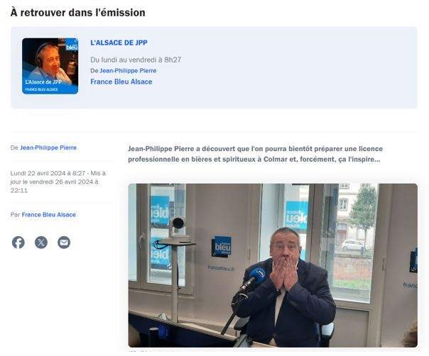 France Bleu Alsace – Jean-Philippe Pierre a découvert la nouvelle licence pro bières et spiritueux et ça l’inspire…
